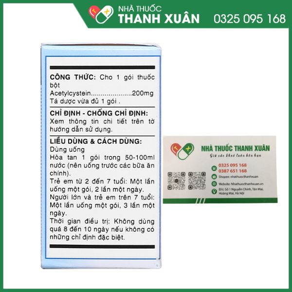 Acitys điều trị các rối loạn về tiết dịch hô hấp tại phế quản và xoang